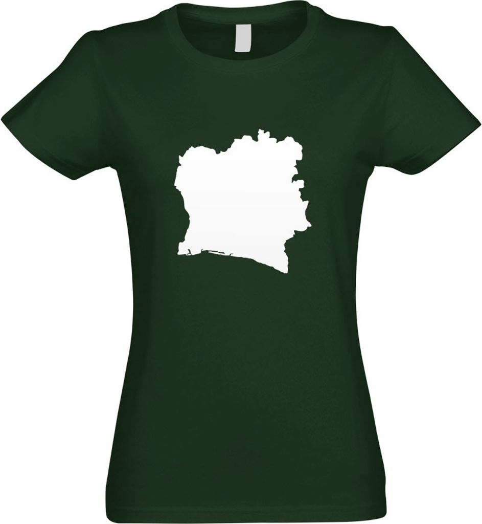 Kiwistar - T-Shirt tailliert - Damen - flaschengrün - Elfenbeinküste Umriss Kontur - mit Motiv Bedruckt - Funshirt Design - Sport - Freizeit - Da...
