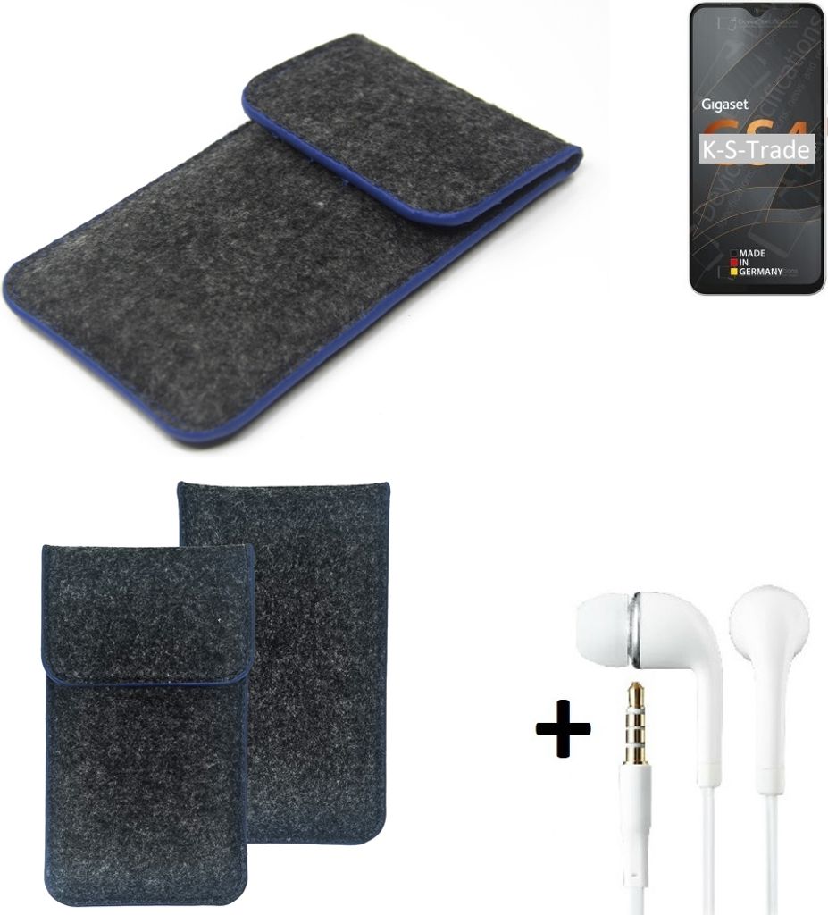 K-S-Trade Handy Schutz Hülle kompatibel mit Gigaset GS4 Schutzhülle Handyhülle Filztasche Pouch Tasche Case Sleeve Filzhülle dunkelgrau, blauer