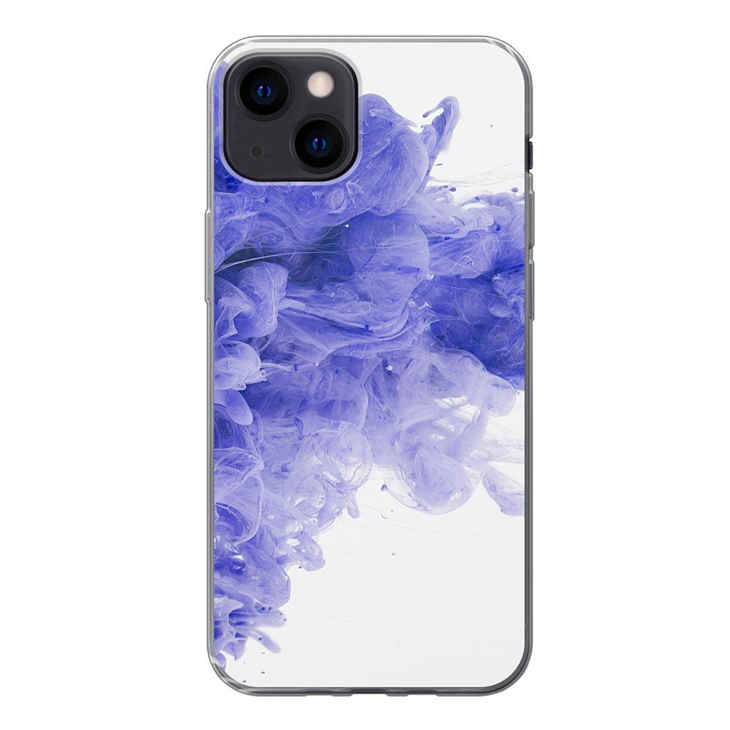 MuchoWow Handyhülle Schutzhülle Hülle für iPhone 13 Tinte - Lila - Abstrakt Silikon Softcase Handy Hülle - Karteninhaber