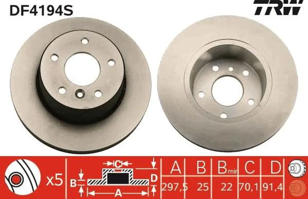 Disque de frein pour Discovery TRW DF4194S idéal conduite tout-terrain
