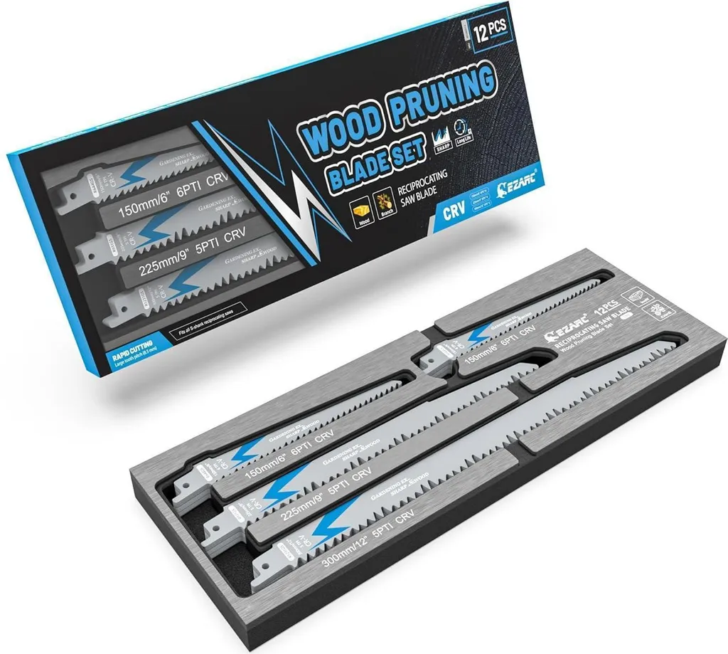 Jeu de Lames de Scie Sabre pour Élagage Jardin et Coupe d'Arbres x12