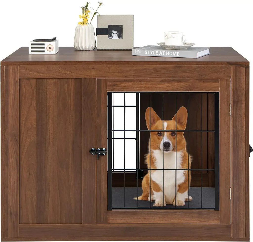 Niche d'intérieur pour Chien Style Table d'Appoint en Bois Marron 92cm
