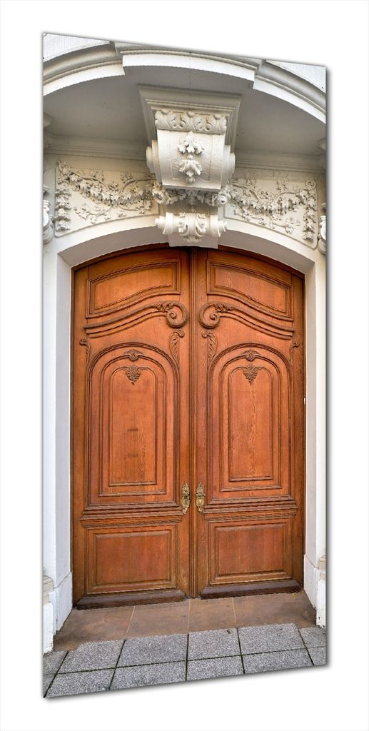 Wallario selbstklebende Duschrückwand 80 x 180 cm mit Motiv Alte hölzerne Pforte - Wandverkleidung mit Hochglanzlaminat in Glasoptik