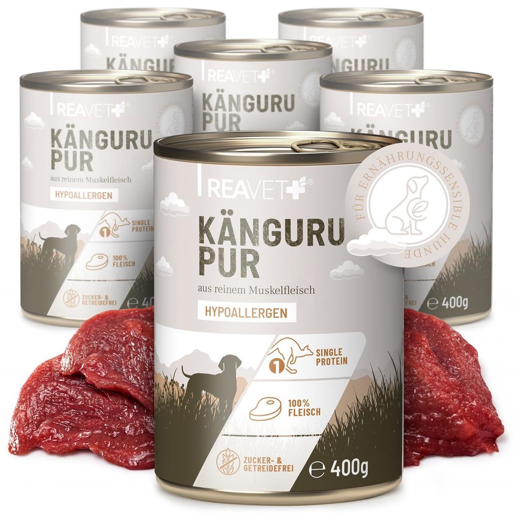 REAVET Hundenassfutter - Känguru PUR 6 x 400g | Reines Produktbild 
