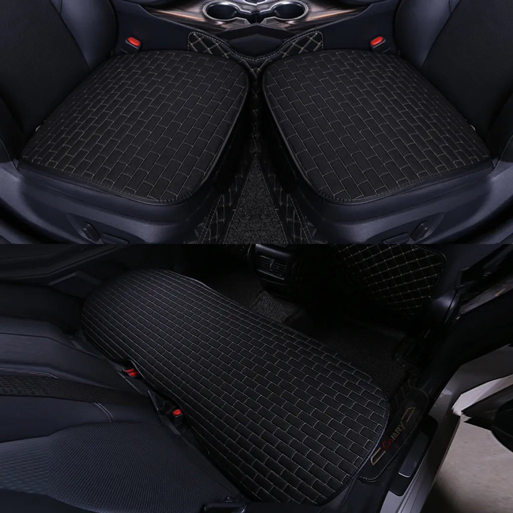 Coprisedili Auto Universali 5 Posti Traspiranti Nero Beige Quattro Stagioni