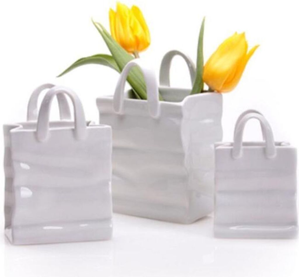 Porzellanvase "Tasche", klein – Handgefertigt in Weiß