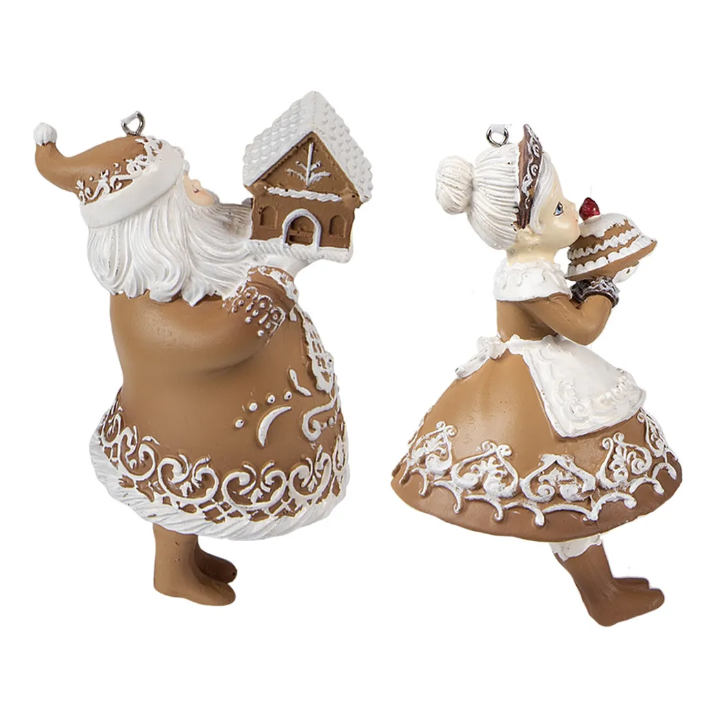 Figurines Père Noël à Suspendre Brun 13 cm Set de 2 Décorations de Sapin - 2