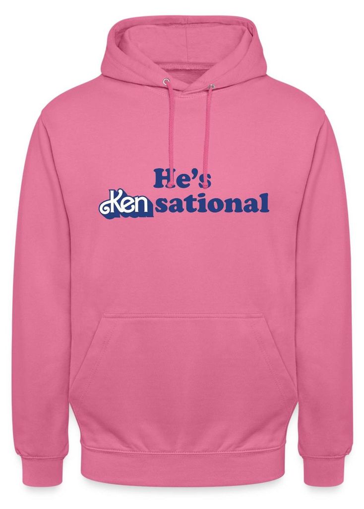 Spreadshirt Barbie Ken Design Lustiger Spruch He's Kensational Uni Hoodie, M, Pink