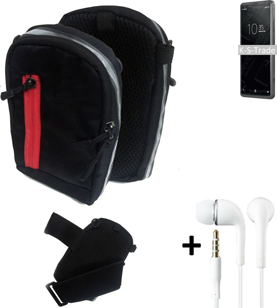 K-S-Trade Outdoor Gürteltasche Holster Umhängetasche + Kopfhörer kompatibel mit Sony Xperia Pro schwarz Handy Tasche Case travelbag Schutzhülle
