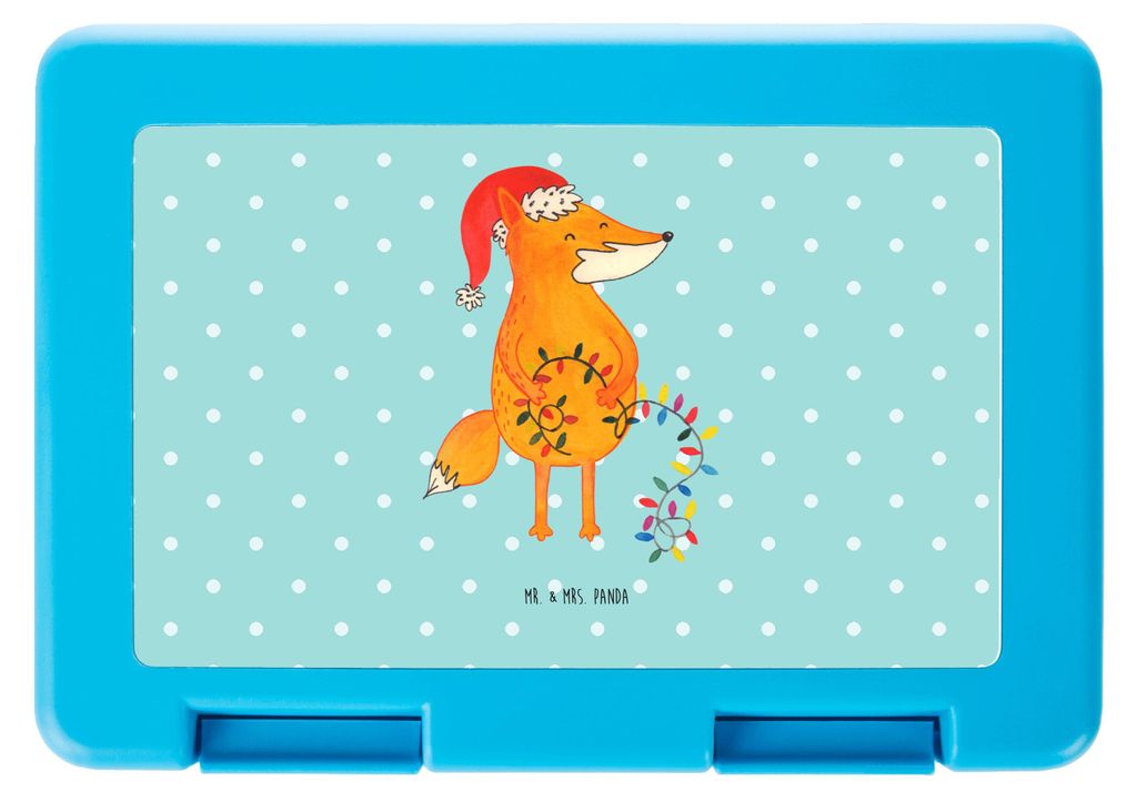 Mr. & Mrs. Panda Bentobox Fuchs Weihnachten - Türkis Pastell - Geschenk, Weihnachtsmann, Brotzeitbox, Nikolaus, Frischhaltedose, Heiligabend, Bent...