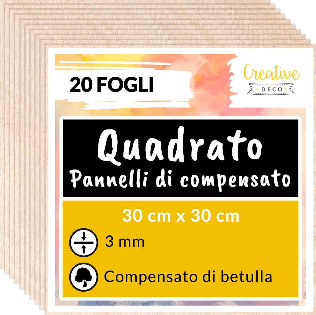Creative Deco 20x Pannelli Compensato 30x30 cm 3mm | Immagine del prodotto 