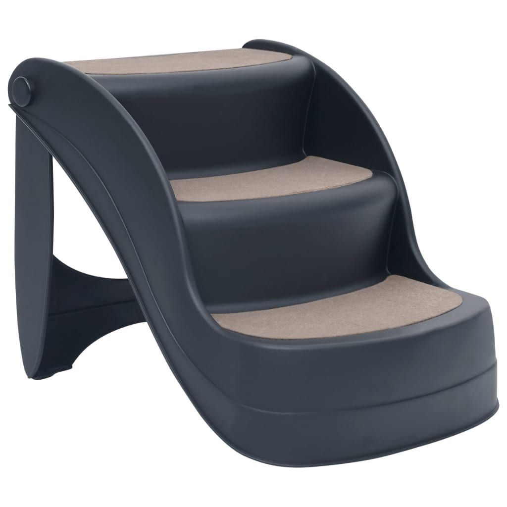vidaXL Hundetreppe mit 3 Stufen Klappbar Dunkelgrau Produktbild 