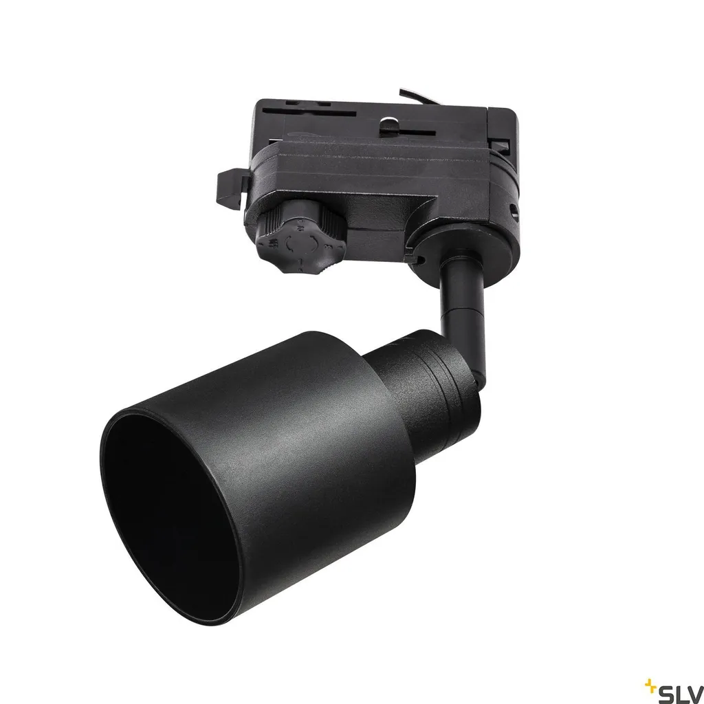 Projecteur rail 3 phases noir Puri Track Glas orientable avec adaptateur