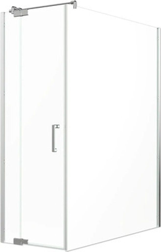 Jungborn Duschtür mit Seitenwand SETTE Drehtür mit Festteil links und Seitenwand rechts 80 x 120 cm Profil chrom Klargla