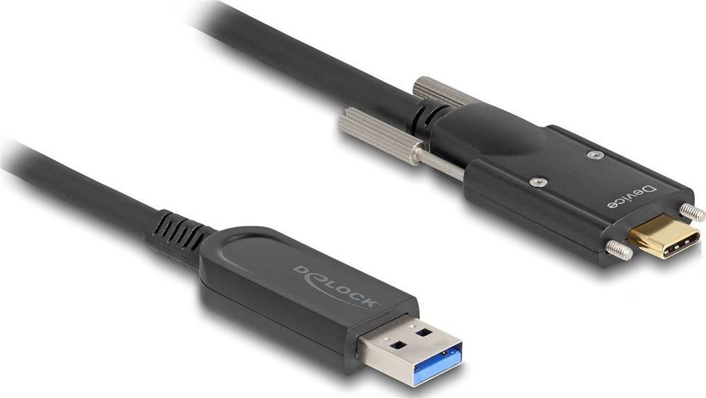 Delock - USB-Kabel - USB Typ A (M) zu 24 pin USB-C (M) schraubbar - USB 2.0 - 900 mA - 7.5 m - bis zu 10 Gbps Datentransferrate, Active Optical Cab...