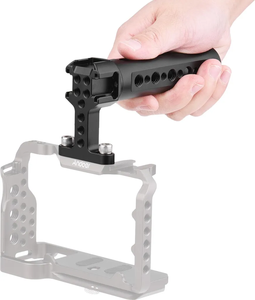 Poignée Latérale de Caméra en Aluminium avec Support Micro et Lampe LED - 5