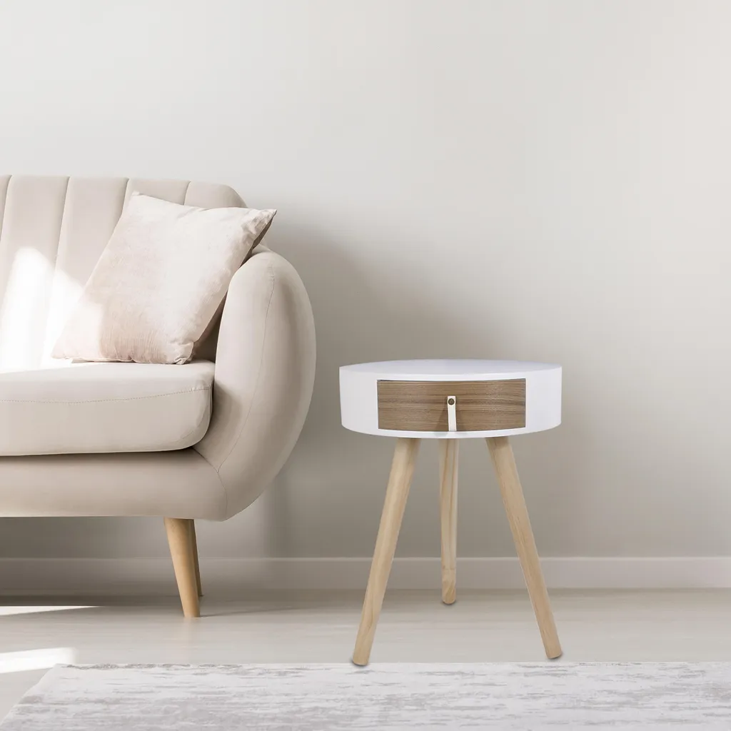 Table de Chevet Nora Blanche : Solution Gain de Place pour Petit Espace - 5