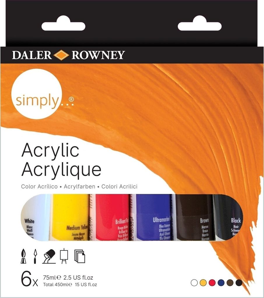 Daler Rowney Simply Set Acrylfarben 6 x 75 ml