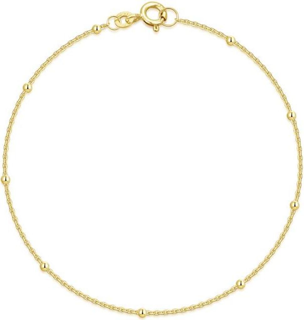 SILBERKETTEN STORE Erbsketten Armband mit Kugeln 1mm - 333 Gold - 22cm