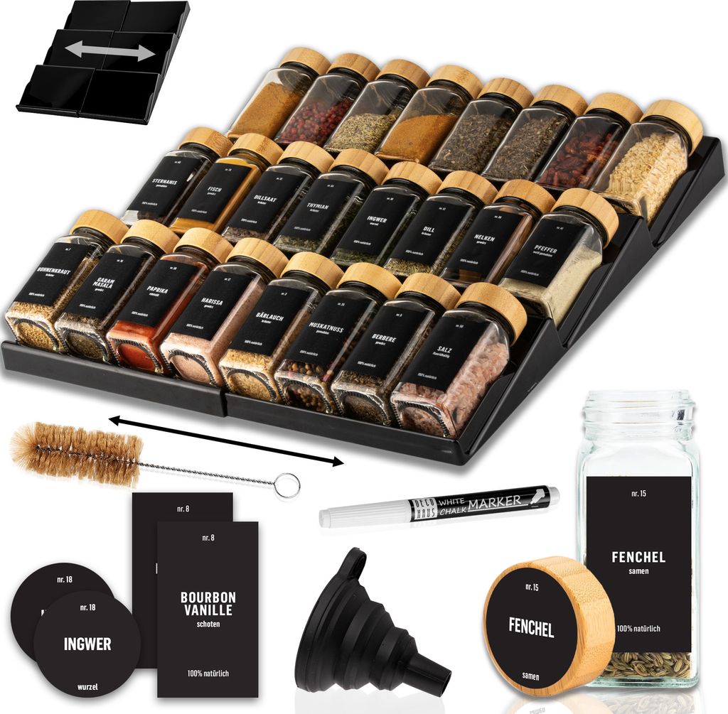 2er Set Verstellbares Gewürzregal für Schublade mit 24 Produktbild 1