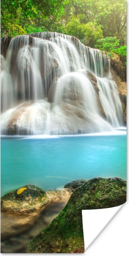 MuchoWow Poster Wald - Wasserfall - Natur 75x150 cm - Dekoration für die Wände