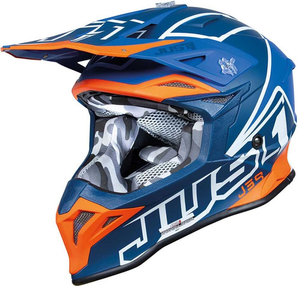 JUST1 J39 THRUSTER Helm blau orange weiß matt M
