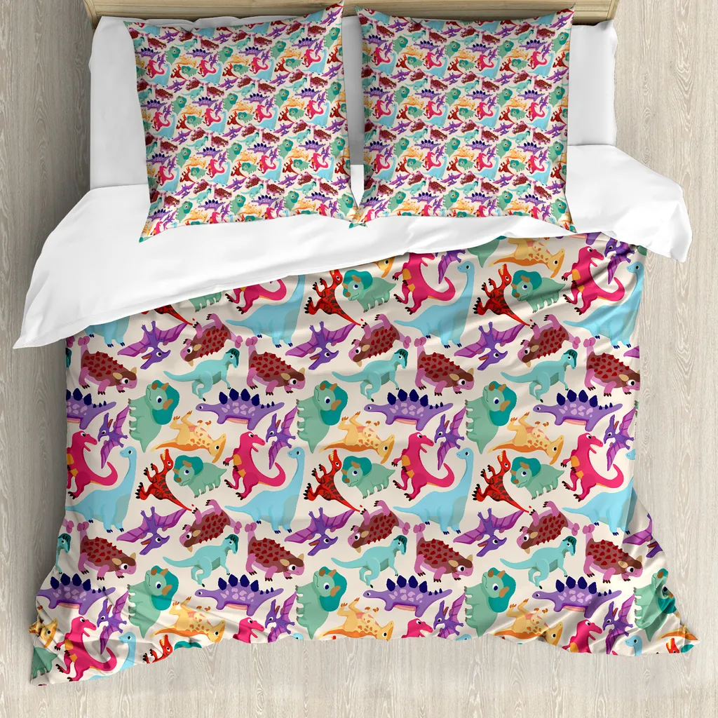 ABAKUHAUS Dino Fodera per Sedia da Ufficio, Dinosauri colorati, Fodera Protettiva in Tessuto Decorativo Elasticizzato, Multicolore Blu