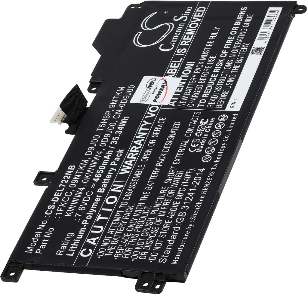 Batterie 09NTKM 38Wh pour Dell Latitude 7200 - Longue Durée et Fiable