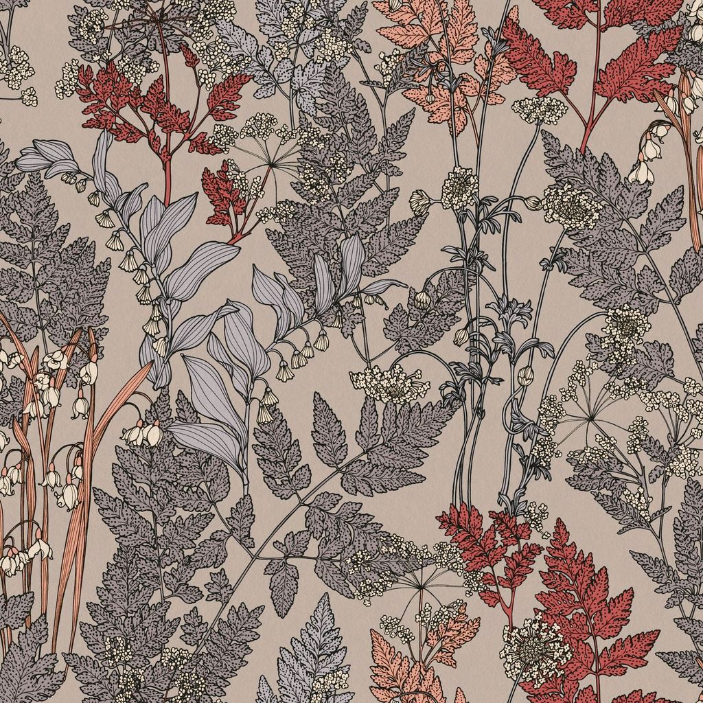 Profhome 377512-GU Blumen Tapete Floral matt beige grau rot 5,33 m2