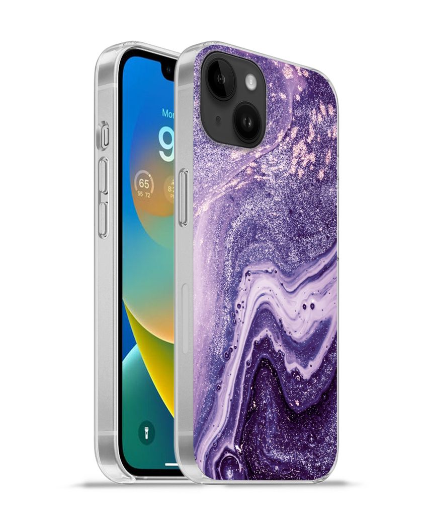 MuchoWow Handyhülle Schutzhülle Hülle für Apple iPhone 14 Plus - Soft case Naturstein - Glitzer - Luxus Silikon Softcase Handy Hülle - Abbil...