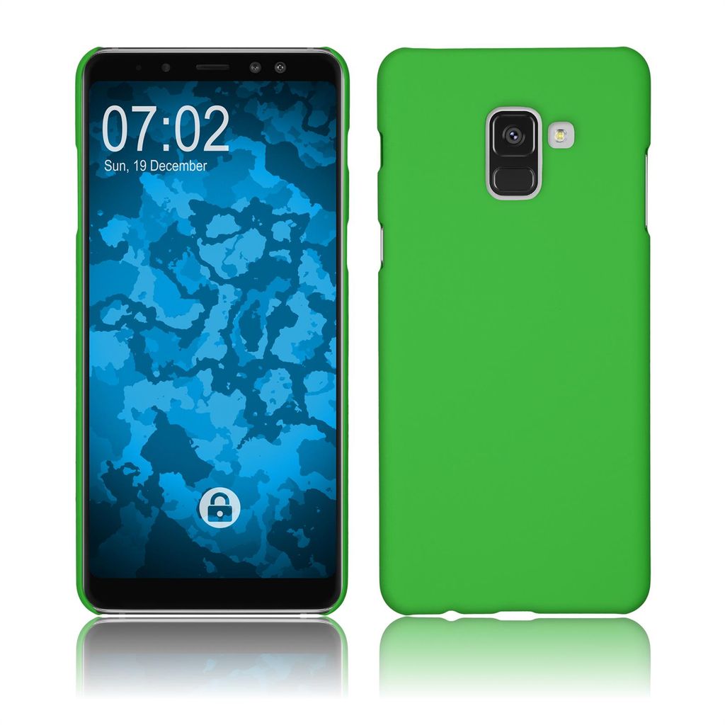 PhoneNatic Case kompatibel mit Samsung Galaxy A8 Plus (2018) - Hülle grün gummiert Hard-case Cover