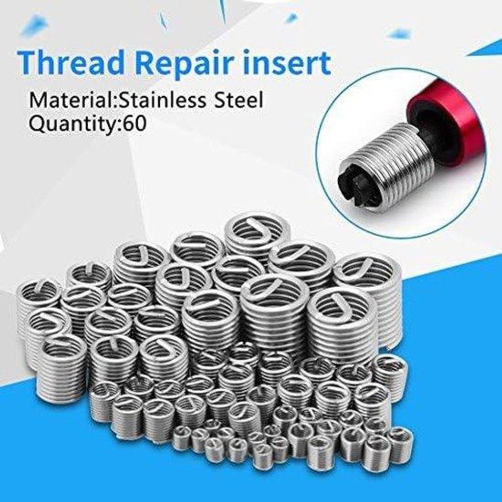 Helicoil-Inserts, 60 Stück, rostfreies Stahl, Schraubenreparatur, M3 M4 M5 M6 M8 M10 M12