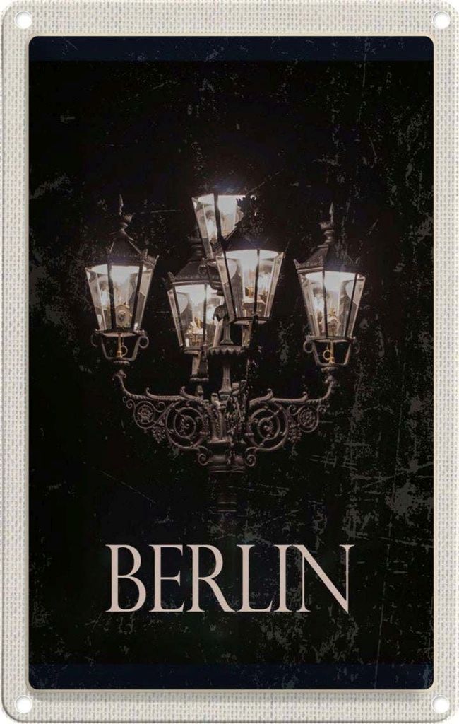 vianmo Blechschild 30x20 cm Berlin Deutschland schwarz weiß Bildmotiv Reisemotiv Abenteuer Reisen Urlaub