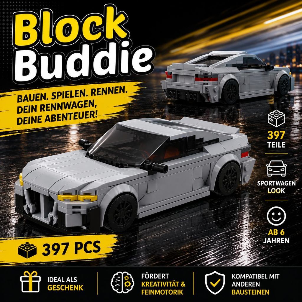 BlockBuddie™ M4 G82 Silber Grau Sport Rennwagen Produktbild 