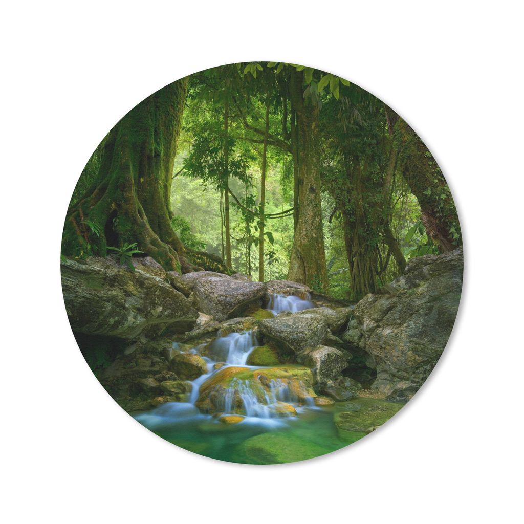MuchoWow Mauspad Mousepad Dschungel - Steine - Wasser - Natur - Pflanzen 50x50 cm - Mousepads - Maus Mat - Pad - Mausunterlage - Vinyl