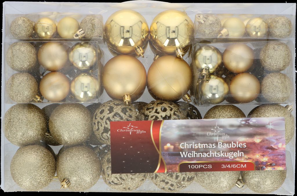Christmas Gifts Weihnachtskugeln Set Gold - 100 Kunststoff Produktbild 9