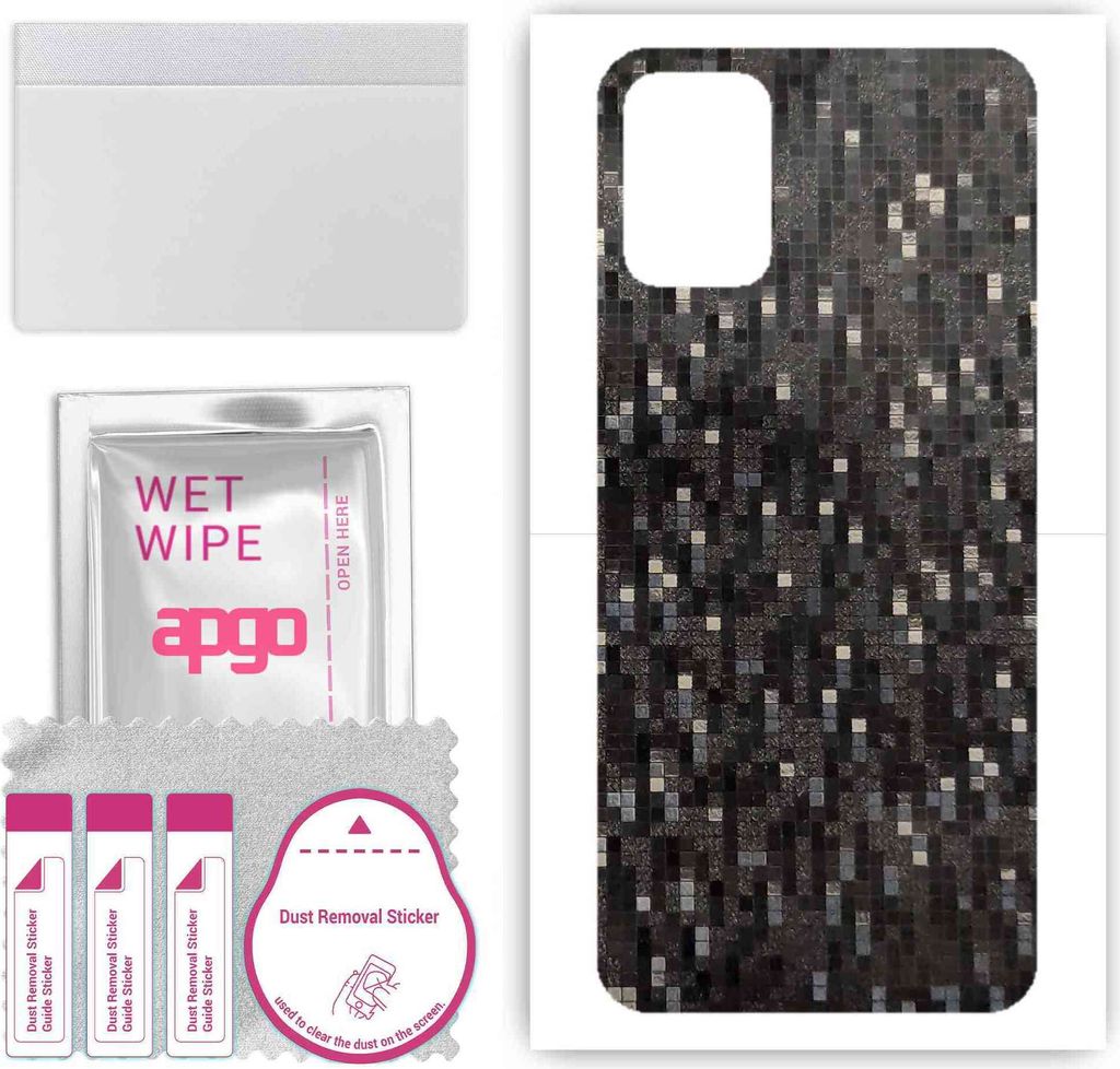 apgo Rückseite Schutzfolie, Skin, kompatibel mit LG K52, Hinten Displayschutzfolie aus Vinylfolie, kratzfest, einfache Montage - Carbon Black Pixel