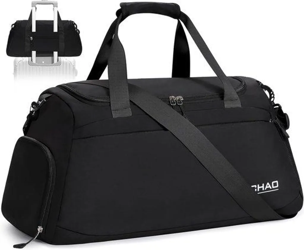 Sac de Sport Imperméable Mixte avec Compartiment Chaussures - Noir, 40L