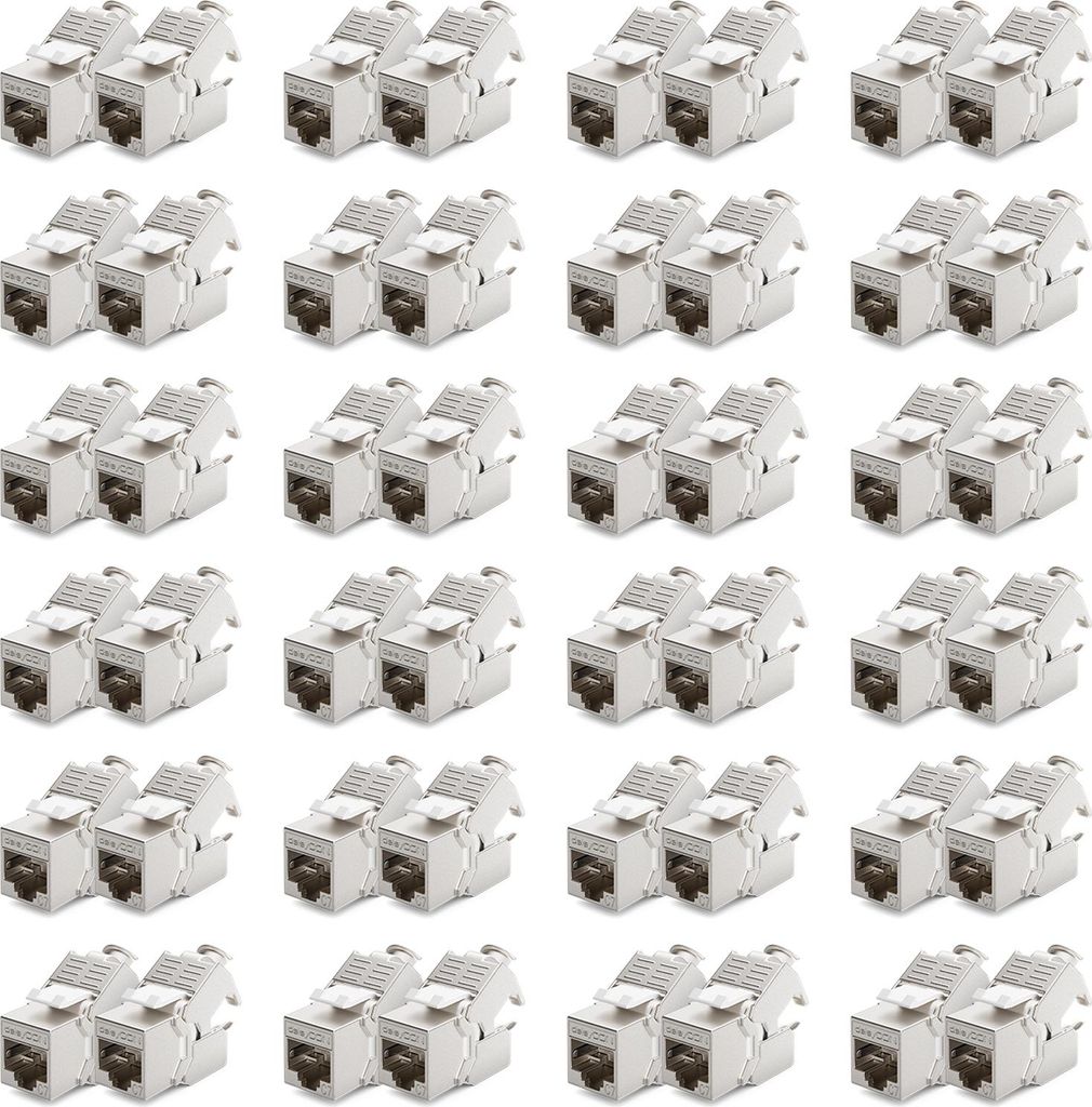 deleyCON 48x CAT 7 Keystone Jack Modul Optimal für CAT7 CAT6 CAT6a Verlegekabel Verbinder Patchkabel Netzwerkkabel STP Schirmung RJ45 Buchse 1000 ...
