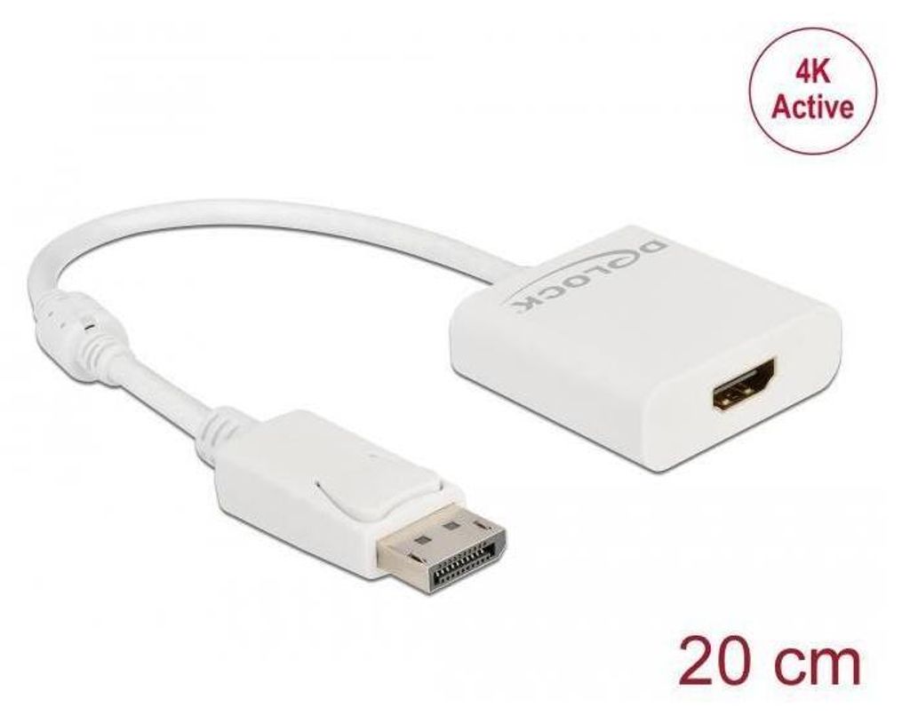 DELOCK Adapter DisplayPort 1.2 zu HDMI Buchse 4K Aktiv weiß