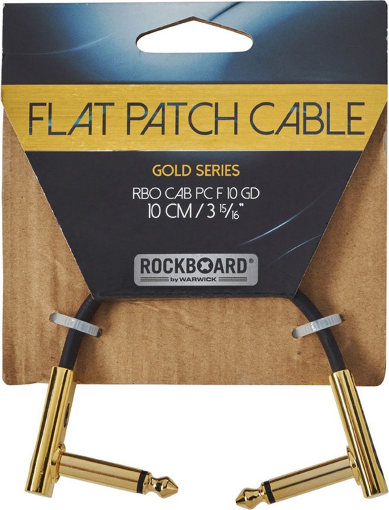 RockBoard Flat Patch Cable Gold 10 cm Winkelklinke - Winkelklinke Patchkabel