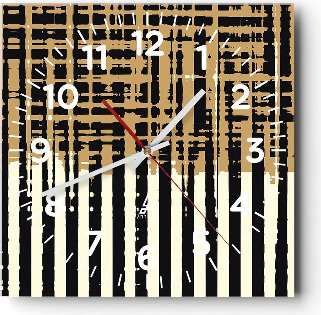 Wanduhr - Quadrat - Glasuhr - Abstraktion Weiß Gürtel - 40x40cm - Schleichendes Uhrwerk - Lautlos - zum Aufhängen bereit - Dekoration Modern - W...