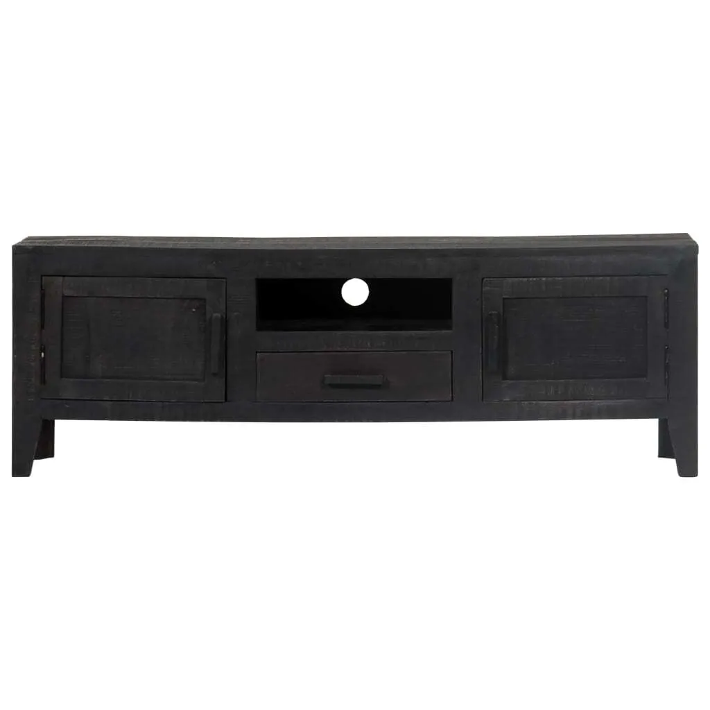 vidaXL Armoire TV noire 118x30x40 cm en bois de manguier massif robuste