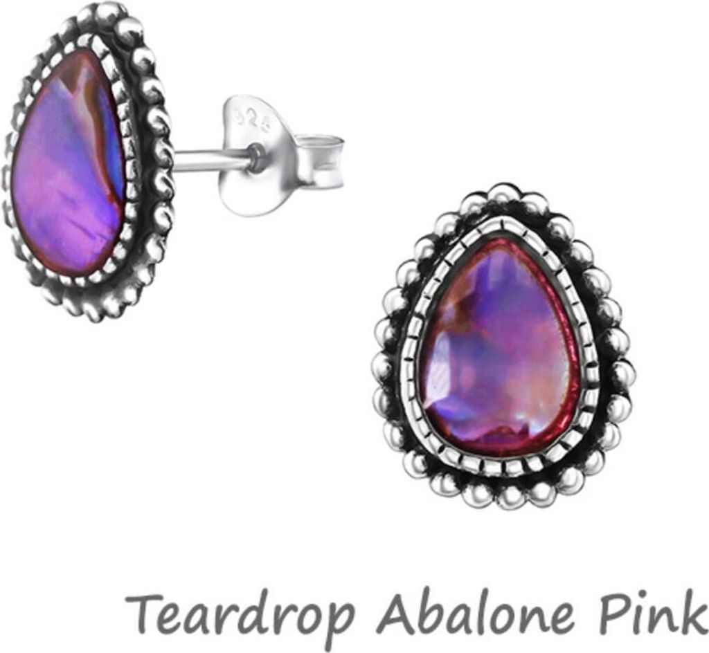 Abalone Paua Muschel Ohrringe: Silber Ohrstecker Perlmutt Teardrop Abalone Pink Teardrop Abalone Pink
