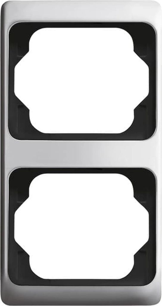 A product shot of a double electrical outlet cover frame.