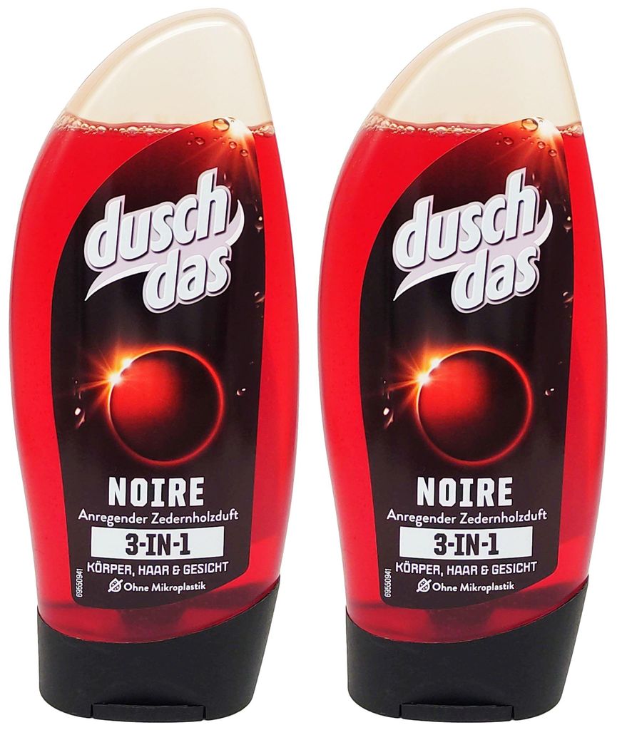 2x duschdas Duschgel Men NOIRE 250ml 3-in-1-Shampoo anregender Zedernholzduft