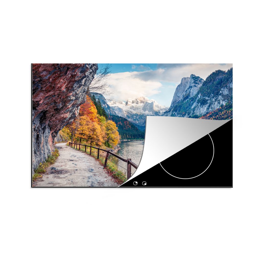 KitchenYeah Herdabdeckplatte Berge - See - Weg - Natur - Wasser , 78x52cm, Küche Deko, Glaskeramikkochfeld Herdabdeckung, Abdeckplatte fùr Koch...