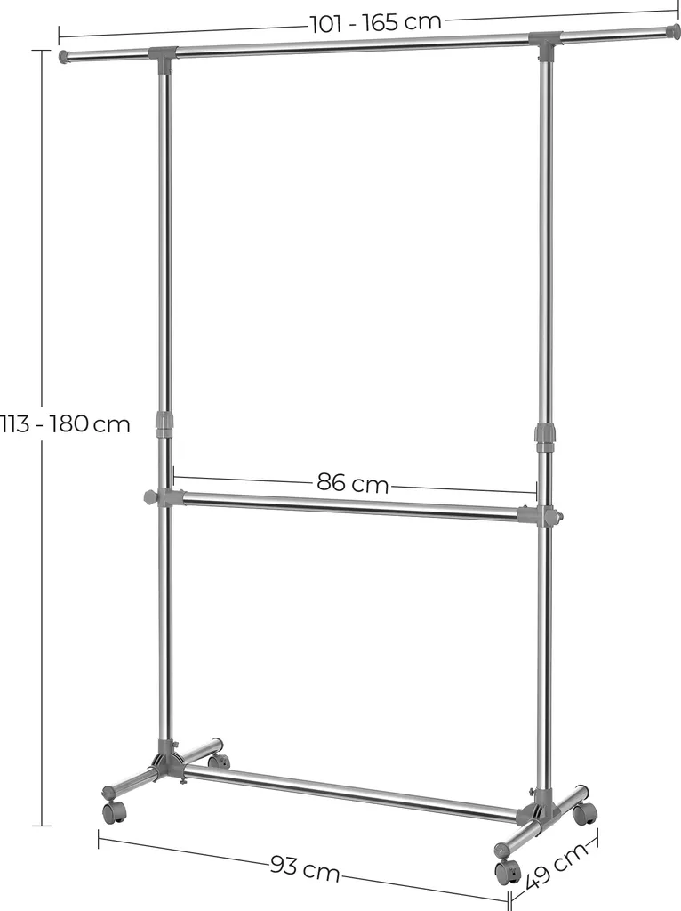 SONGMICS Porte-manteau réglable en hauteur et tringle extensible RGR01