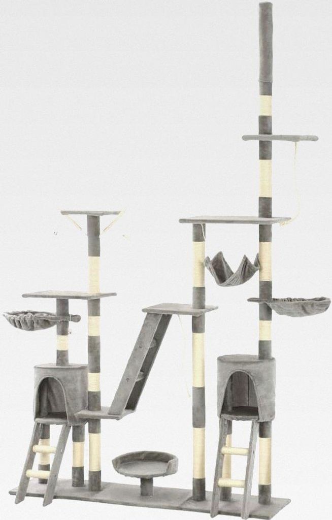 Katzen-Kratzbaum mit Sisal-Kratzsäulen 230-250 cm Grau Katzenmöbel für kleine und große Katzen