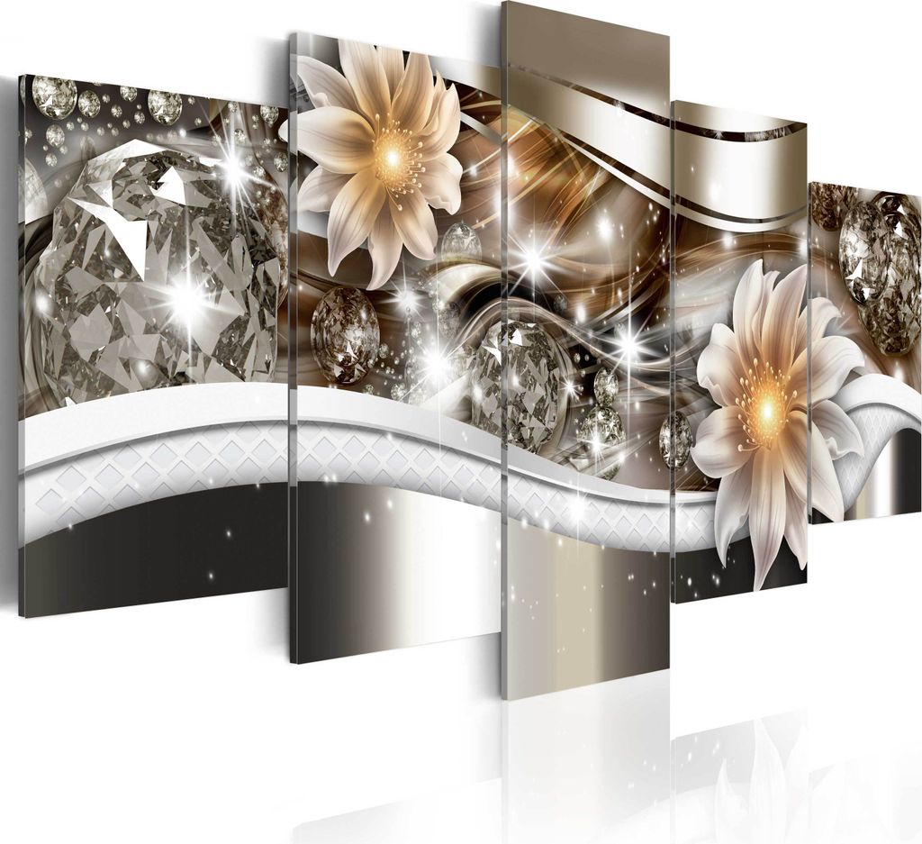 Modernes Wandbild b-A-0266-b-n (100x50) - 5 Teilig Bilder Fotografie auf Vlies Leinwand Foto Bild Dekoration Wand Bilder Kunstdruck ABSTRAKT BLUMEN...